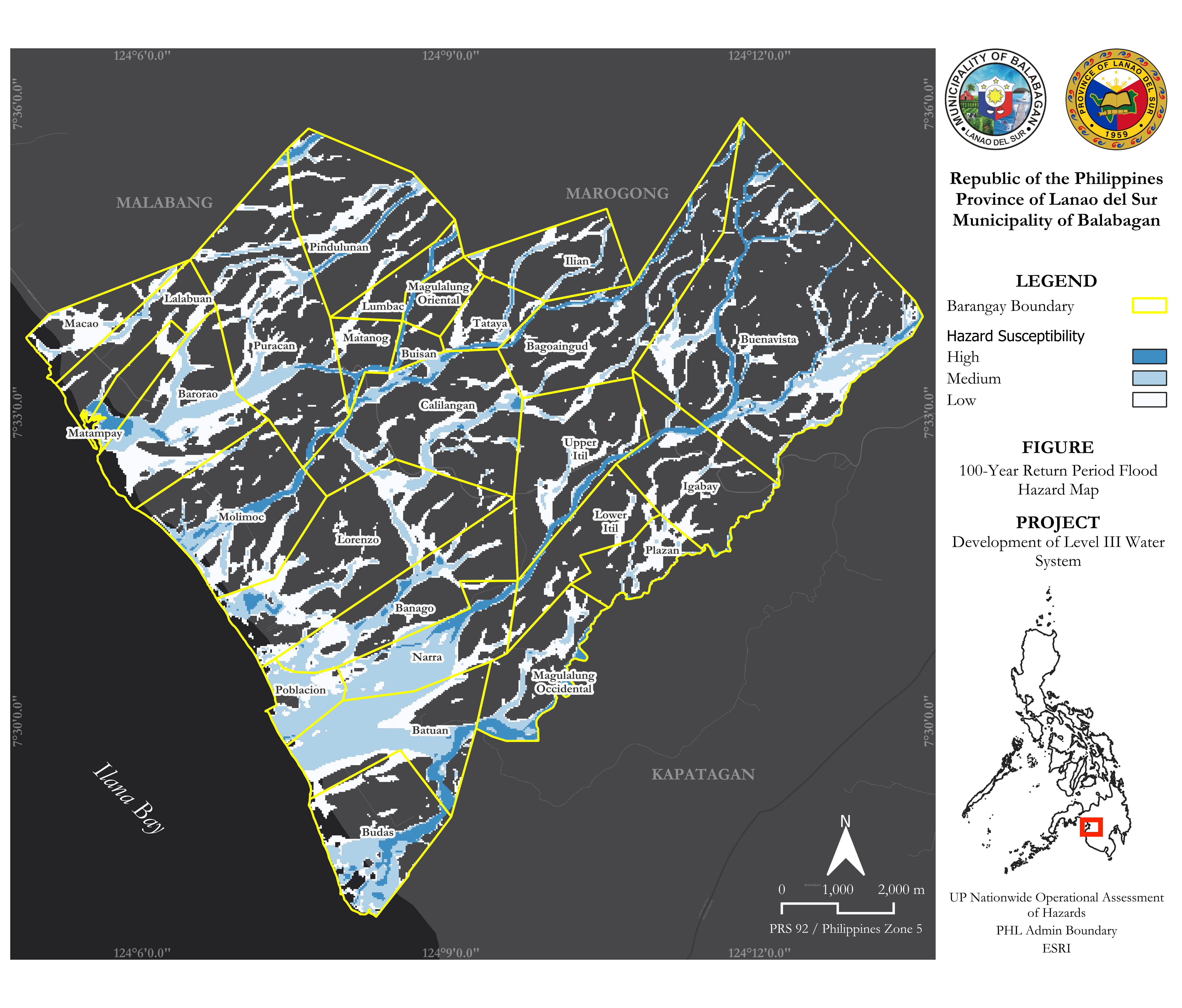 100-Year Return Period Flood Hazard Map — All Barangays, Balabagan, Lanao del Sur